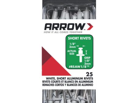 Arrow 1 8 In. x 1 8 In. White Aluminum Rivet (25 Count) Online now