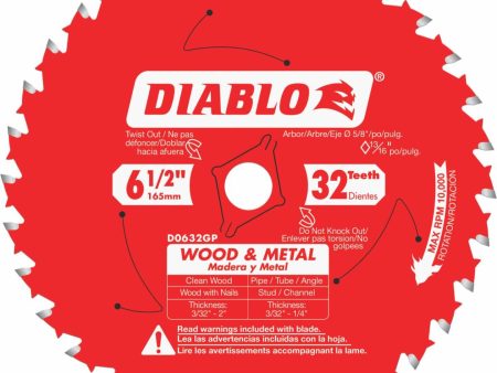 Diablo 6-1 2 In. 32-Tooth Wood & Metal Circular Saw Blade on Sale